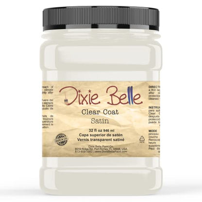 Dixie Belle Paint Company - Clear Coat Satin (32oz) - Polyacrylic Topcoat | Satin Finish Polyacrylic Topcoat - Chalk-Friendly Furniture Paint Finish - color: Satin, size: 32 Fl Oz (Pack of 1)