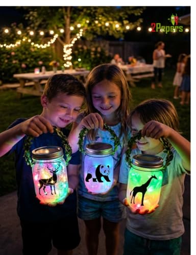 2Pepers DIY Animals Lantern Night Light Arts and Crafts for Kids Ages 3-12, Best Animal Gift for Boys & Girls, Make Your Own Birthday Present Toy Project - color: Turquoise- Animals
