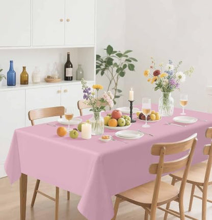 HEIPINIUYE 2 Pack Light Pink Tablecloth Disposable 54 x 108 Inch Baby Pink Plastic Table Cloth Disposable Waterproof Rectangle Table Cover for Party Birthday Camping Picnic Tablecloths - color: Light Pink Rectangle Tablecloth, size: 2 Pack