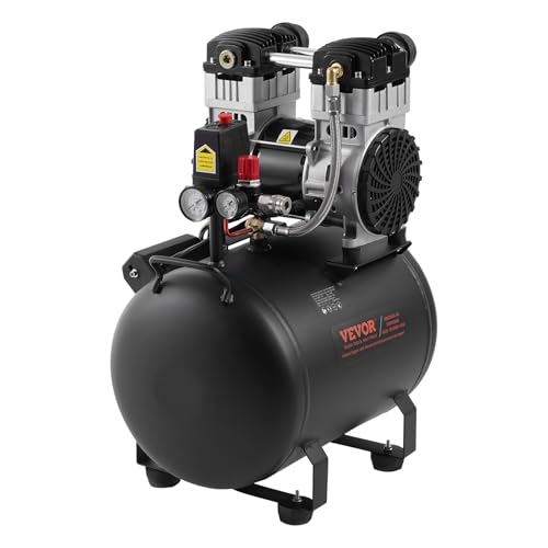 VEVOR Air Compressor, 10 Gallon Steel Tank, 2HP 5.3 CFM@90 PSI Oil Free Air Compressor & Max. 125PSI Pressure, 78dB Ultra Quiet Portable Compressor, for Auto Repair, Tire Inflation, Spray Painting - size: 10 Gallon