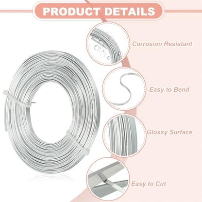 uxcell 18 Gauge Flat Aluminum Wire, 16.40 ft 5mm Wide Aluminum Crafts Wire for Flower Bonsai Crafts Carving DIY Bezel Sculpting Gem Metal Wrap, Silver Tone - color: Silver Tone, size: 5mm