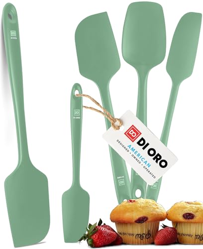 DI ORO Silicone Spatula Set - 600F Heat Resistant, 5-Pc Sage - color: Sage