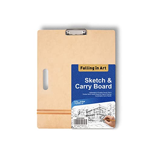 Falling in Art 13x17 Sketch Board with Sturdy Clip &Rubber Bands | Professional Art Drawing Board, Portable Artists Clipboard for Classroom and Studio Drawing - size: 13X17"