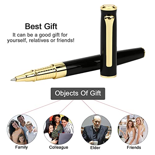 YIVONKA Luxury Ballpoint Pen Black Refill Line width 0.5mm,Best Office Pen Gift for Men & Women Professional Executive,Nice BallPens Classy Gift Box (Black) - color: Black