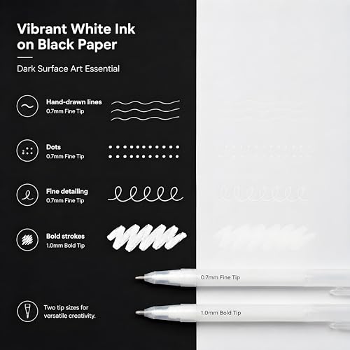SMOOTHERPRO White Gel Pens, 3 Pack 0.8mm White Ink - style: 0.8mm
