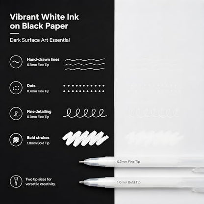 SMOOTHERPRO White Gel Pens, 3 Pack 0.8mm White Ink - style: 0.8mm