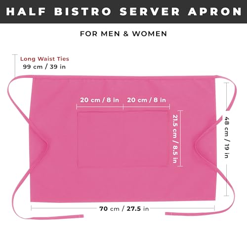 Chef Works Unisex Half Bistro Server Apron - color: Hot Pink