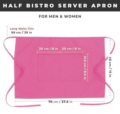 Chef Works Unisex Half Bistro Server Apron - color: Hot Pink