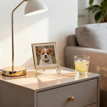 Gold Plate Stand, 6 Inch Decorative Holder for Displaying Platters, Heavy-Duty Metal Easel Stand for Picture, Photo Frame, Books and Round Objects