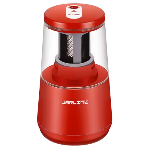 JARLINK Electric Pencil Sharpener, Heavy Duty Helical Blade, Auto Stop - color: Red