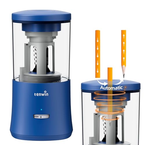 tenwin Fully Automatic Pencil Sharpener for 6-8mm Pencils, Hands-Free - color: Blue