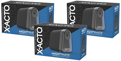 X-ACTO Pencil Sharpener, Mighty Mite Electric Sharpener, with Pencil Saver®, SafeStart® Motor, Black, 1 Count - Home, Office, School, Teacher Supplies (Pack of 3) - size: Pack of 3