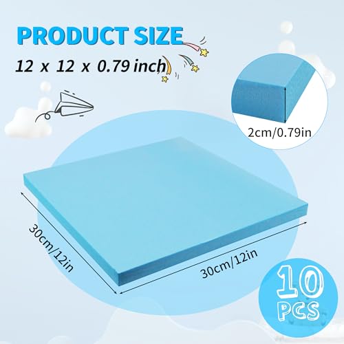 LuckyFoam Blue 10 Pack 12x12x0.79 inch Foam Sheets 0.79 Inch Thick | Polystyrene Rectangles XPS Foam Board Craft for Insulating DIY Modeling Art Supplies - color: blue, size: 12x12x0.79 inch 10pack