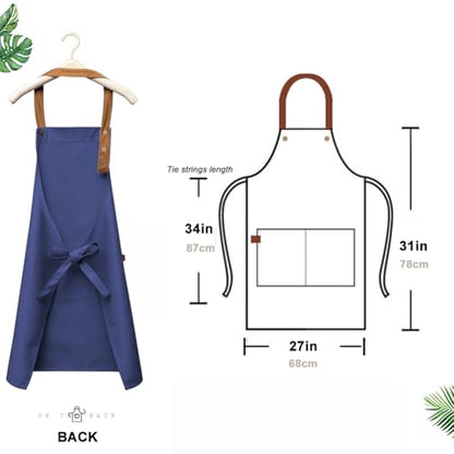 Kitchen Bib Apron with Pockets, Women Men Adjustable Neck Strap Water Resistant Apron for Chef Artist Waiter - color: Blue