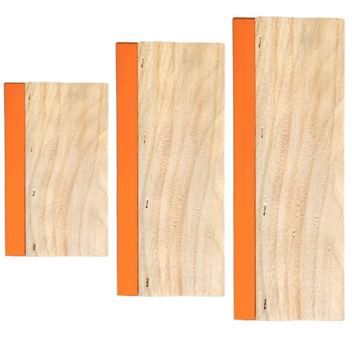 3 Pieces Screen Printing Squeegees - 3 Sizes (5.9/9.4/13.7 Inch) 75 Durometer Rubber Blade Wooden Handle, Suitable for Graphic/Textile Hand & Machine Printing