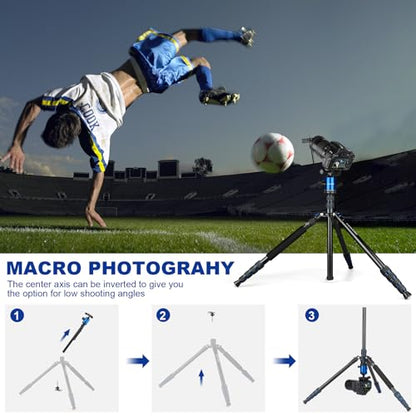 80/85 inches Heavy Duty Tripod for Camera Phone, 85" Camera Tripod Monopod - color: Blue