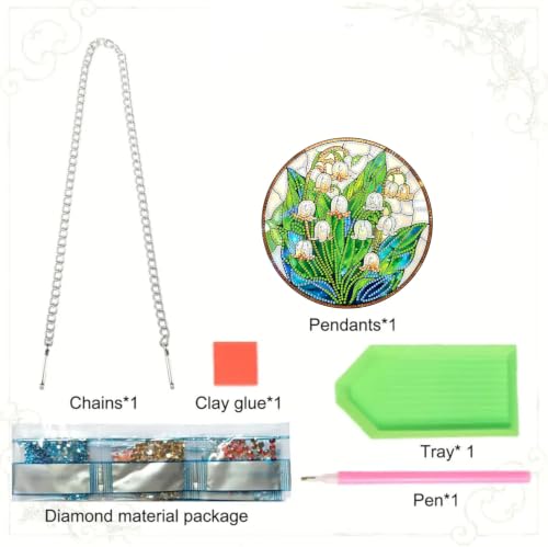 RYMILIE Hanging Diamond Art Kits for Adults White Flowers 8x8inch - color: DP04408