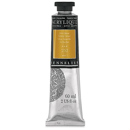 Sennelier Extra-Fine Artists' Acrylic, 60ml, Yellow Ochre S1, 2.02 Fl Oz (Pack of 1) - color: Yellow Ochre S1, size: 2 Fl Oz (Pack of 1)