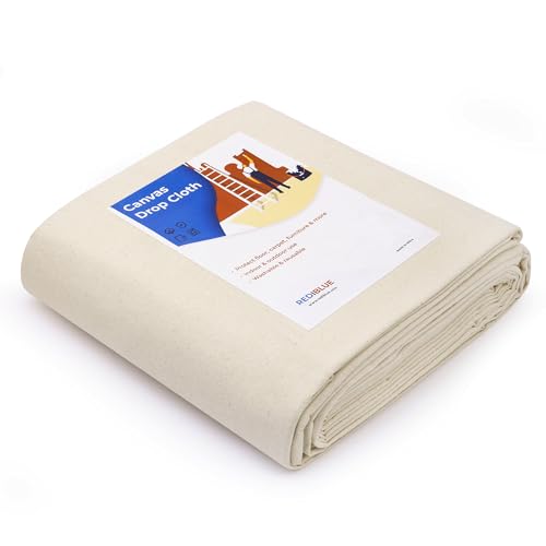 REDIBLUE Canvas Drop Cloth for Painting - Washable, Durable, Highly Absorbent Seamless Cotton Fabric, Multipurpose Protection for Floor, Carpet, Furniture, Indoor, Outdoor Use, 8oz, 4x12 ft - size: 4 x 12 Feet (Pack of 1)