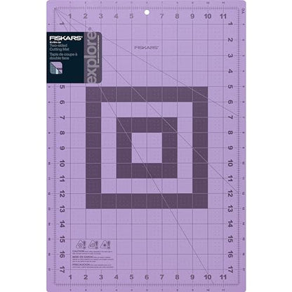 Fiskars 12" x 18" Self Healing Cutting Mat, Lilac Mountain Haze | Double-Sided Sewing, Quilting & Craft Cutting Board, Grid with 30 45 60 Degree Bias Lines for Fabric, Paper & DIY Projects - color: Lilac/Mountain Haze, size: 12"L x 18"W