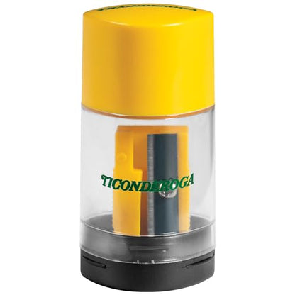 Ticonderoga Duo 2-in-1 Pencil Sharpener & Eraser, Yellow, 1 Count | Ideal for writing, drawing, schoolwork, classrooms and office use - size: 1 Count (Pack of 6)