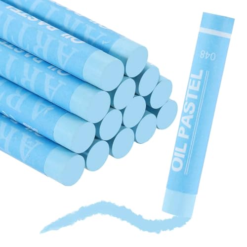 MECCANIXITY Soft Oil Pastels, Oil Pastel Crayons Vibrant Color Blendable Art Supplies for Painting Drawing Blending Painting Artists Beginners Professional(Light Blue, Pack of 16) - color: Light Blue