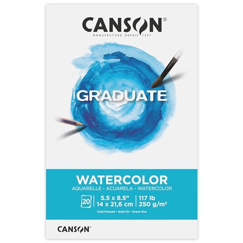 Canson Graduate Watercolor Pad, Foldover, 5.5x8.5 inch, 20 Sheets | Artist Paper for Adults and Students - Painting, Gouache, Mixed Media and Ink - size: 5.5x8.5 inch