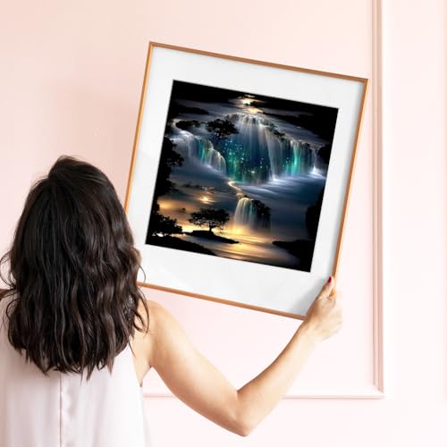DIADAY 5D Diamond Painting Kits for Adults Waterfall Landscape, Diamond Art Kits for Adults, Full Drill Round Gem DIY Arts and Crafts Home Wall Decor Gift 12 x 12 Inches