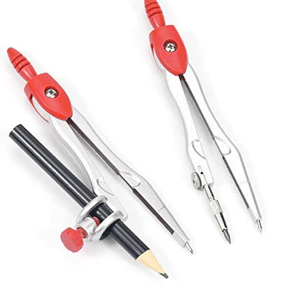 Vobou 10 pcs Math Geometry Set Student Supplies,Compass Kit Set (Red） | Shatterproof Storage Box,Rulers,Protractor,Compass,Eraser,Pencil Sharpener,Lead Refills,Pencil,for School and Drawing - color: Red1