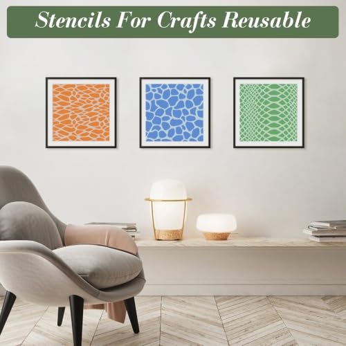 Texture Stencils for Crafts Reusable 9Pcs Stencils(7.8X7.8 Inch) - color: Texture 17