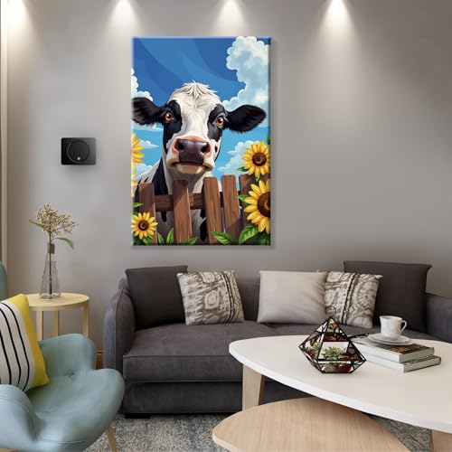 JOOZ 5D Cow Paint by Numbers Kit for Adults with Frame 8x12 Inch - color: Cow 073
