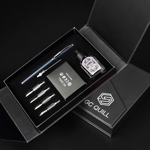 Calligraphy Fountain Pen Set - Includes 5 Nibs, Ink Bottle, Ink Refill Converter and 18 Cartridges, Fancy Pen for Women Men Gift - MU-25