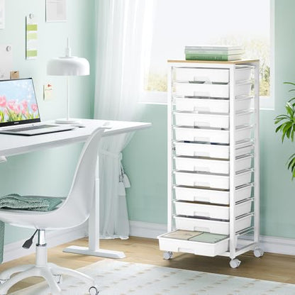 SYKIARIOL Rolling Cart with 12 Drawers,White - color: White, size: 12 Drawers