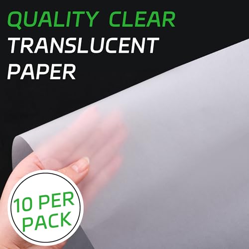 18 x 24 Architectural Vellum Paper, 10 Pack 16lb High Transparency Drafting Vellum Tracing Sheets for Architecture, Engineering, Design Drawing & Sketching