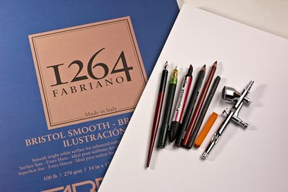 Fabriano 1264 Bristol Smooth Pad, 9" x 12", Glue Bound, 100 lb., 3-Pack - size: 9" x 12", 3-Pack