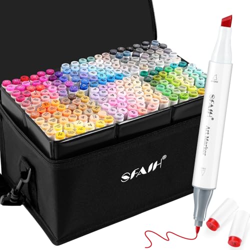 SFAIH Pro Progression Alcohol Markers Set 217 Colors Chisel & Fine Dual Tip - color: 217 Colors