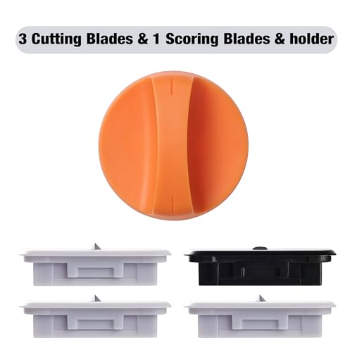 Likart 4-Pack Paper Cutter Replacement Blades Kit, Portable Trimmer Cutting Blades Compatible for Portable Trimmer/Basic Trimmer/Roll Holder,3 Cutting Blades & 1 Scoring Blades with a Holder,Orange - color: Orange(4P)