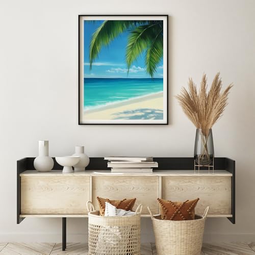 Natuyalo Beach Landscape Paint by Numbers Kit for Adults - Beginner Seaside View - Adult Paint by Number Kits on Canvas - DIY Acrylic Painting Kits for Gift - 16x20 Inch - color: ART-01