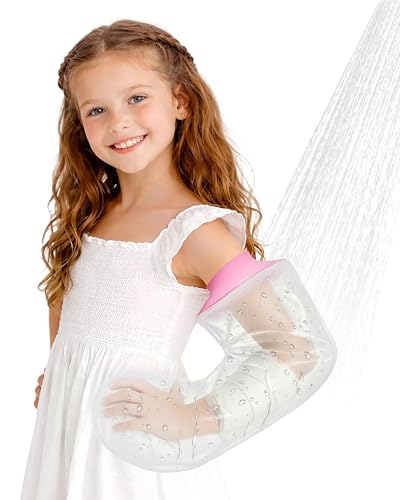 Kids Waterproof Cast Cover for Shower Arm, Soft Pink, Arm-M - color: Soft Pink, size: Arm-M (20.5" Length)