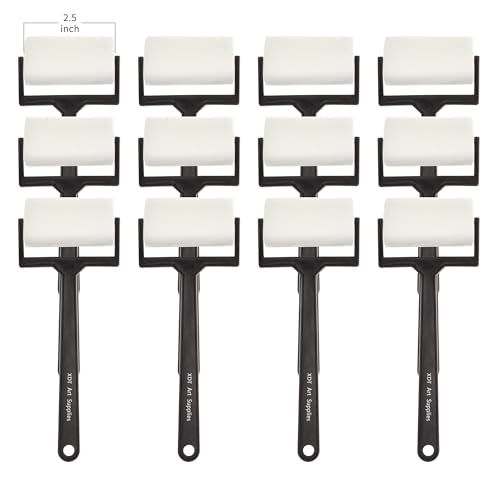 XDT 2.5Inch Foam Roller & Sponge Roller Set – 12 Pack Multi-Purpose Paint Rollers for Painting, Staining & Crafting Art Supplies, Mini Paint Roller for Young Artists - size: Foam Roller 2.5 Inch