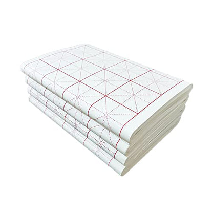 MEGREZ Grid Xuan Paper Chinese Sumi Calligraphy Writing Practice Rice Paper | 7.5cm grid, 100 sheets, half raw ripe xuan rice paper, good ink absorption, beginner student kanji calligraphy practice - size: 7.5 cm/Grid