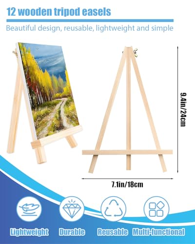 Painting Easel, 12 Pack Wooden Table Top Easels Wooden Easel for Painting, Portable Canvas Photo Picture Sign Holder (Orignal, 7.1 "L x 9.4 "H) - size: 7.1 "L x 9.4 "H