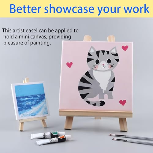 4PCS 9" Wood Display Easel, Portable Canvas Photo Picture Sign Holder, Natural Wooden Tabletop Stand for Small Canvas Art Photos Business Cards Wedding Decoration Painting Studio - style: 9 Inch