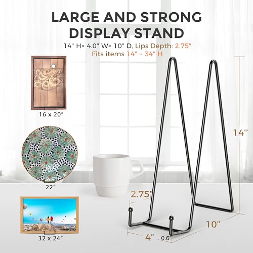 TR-LIFE 14 Inch Heavy Duty Plate Stand (2 Pack) - Metal Display Easel for Large Plates, Platters, Picture Frames, Signs, and Posters - size: 14 Inch