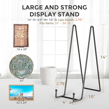 TR-LIFE 14 Inch Heavy Duty Plate Stand (2 Pack) - Metal Display Easel for Large Plates, Platters, Picture Frames, Signs, and Posters - size: 14 Inch