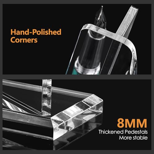 YUXUN Acrylic Pen Holder Display Stand - 30° Tilt Angle | Single Pen Display Stand Multi-Functional Clear Pencil & Makeup Brush Organizer for Office, School, Home and Exhibition -1PC - size: Tilted Pen Stand