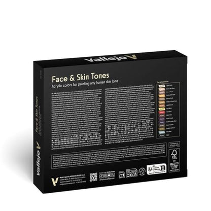 Vallejo - Face & Skin Tones Acrylic Paint Set | Model Color | Figure Color Series Historical Miniature Kit to Achieve Historical Accuracy with Artist-Grade Pigments | 16 Bottles x 18 ml (0.60 fl.oz.) - style: Face & Skin Tones