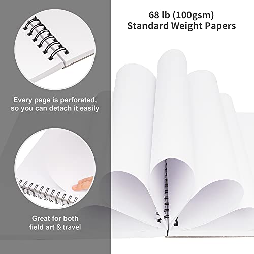 FIXSMITH 5.5"X8.5" Sketch Book, 200 Sheets(68 lb/100gsm) Sketchbook,2 Pack | Acid Free Drawing Paper | Spiral Bound Artist Sketch Pad | for Kids, Beginners, Artists & Professionals | Bright White - color: Black, size: 5.5"x8.5"-2 Pack