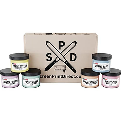 Rapid Cure® Plastisol Pastel Ink Set - 6 Color Screen Printing Ink Kit, 8oz | Plastisol Cures At Low Temperature For Fast Turnaround - Soft, Vibrant Finish, Non-Phthalate, CPSIA Safe, USA Made - color: Rapid Cure Pastel