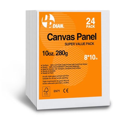 Canvas Boards for Painting 8x10 Inch, 24-Pack Bulk Canvas Value Pack - Art Supplies Blank Paint Canvas Panels for Acrylic, Oil, Watercolor, Tempera, Gouache - size: 8"x10"
